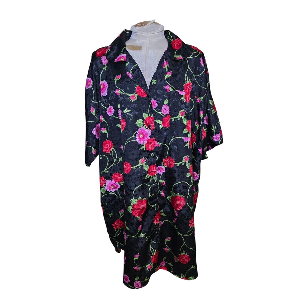 Gabrielle‎ Intimates Vtg Floral Print V-Neck Sleep Shirt One Size Fits All